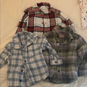Plaid Kids Shirts Set - Red, Blue, Green